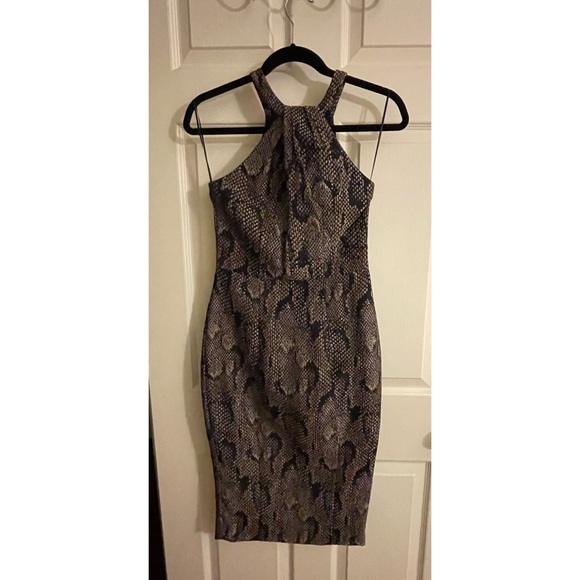 H&M brown metallic snake print dress size 4 - Picture 1 of 5